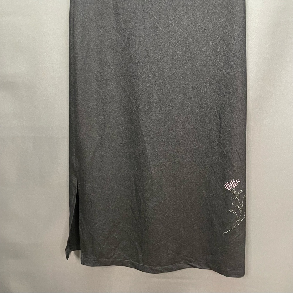 Vintage LE CHATEAU strapless slip dress with rhinestone flower design minimalist - Picture 13 of 16